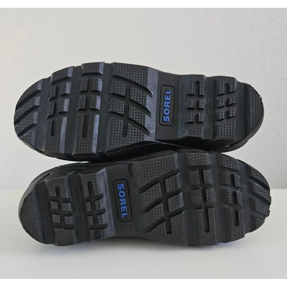 Sorel Flurry Snow Boots Youth 6 Black Blue Waterproof Warm Lining NY1810-010